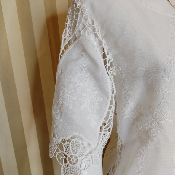 ANTHROPOLOGIE RAGA EMBROIRDERED BOHO TOP, WHITE M - Picture 3 of 8